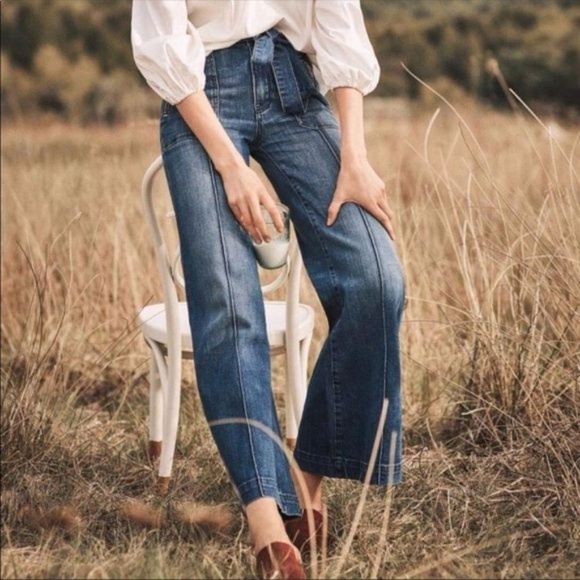 Anthro PILCRO Wide-Leg Denim Palazzo Jeans sz 27 - Picture 2 of 8